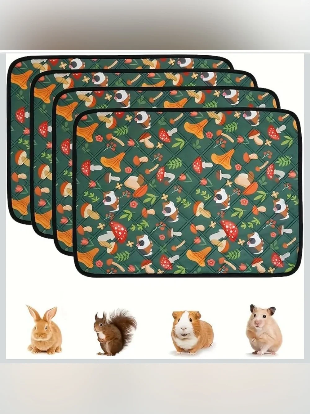 Small Pets Waterproof Play Mat/Dog Wee Pad - Green Mushroom Pattern, NWT